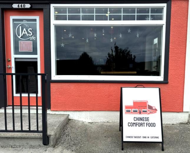 Window signage at Jas Cafe