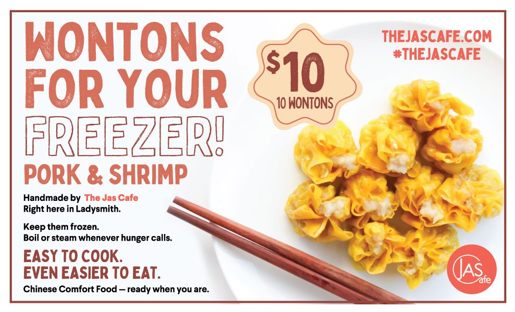 “Wontons for your freezer” promotional sign